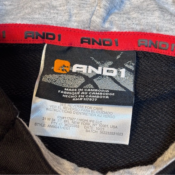 And1 Black Hoodie with Red and Gray Design - Picture 9 of 14
